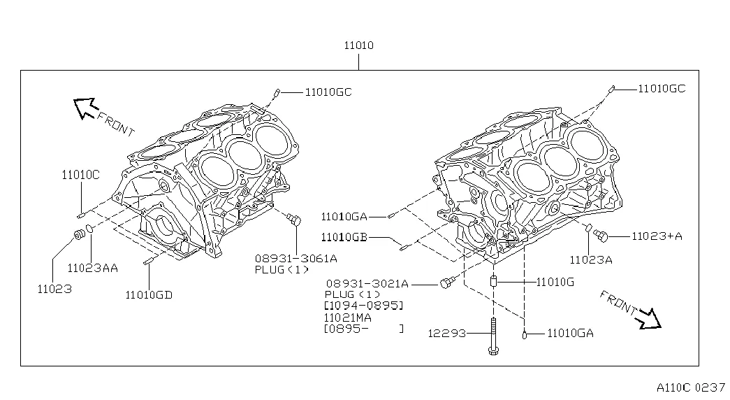 Блок цилиндров и поддон картера; COMPONENT PARTS