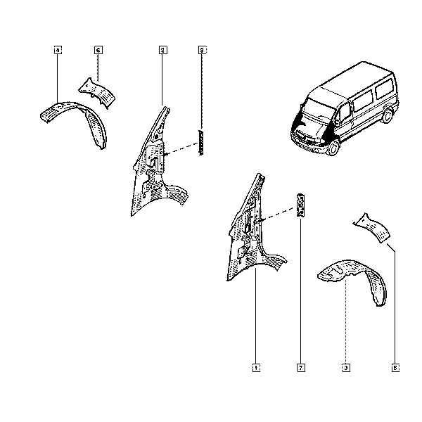 Боковины кузова и задние крылья