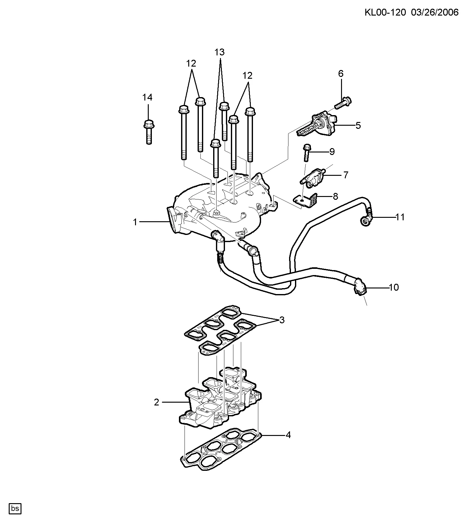 ДВИГ. СБ. 3.2 Л V6 ДЕТАЛЬ 12 ВПУСКНОЙ КОЛЛЕКТОР (LU1/3.2G)