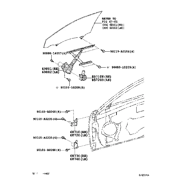 FRONT DOOR WINDOW REGULATOR & HINGE
