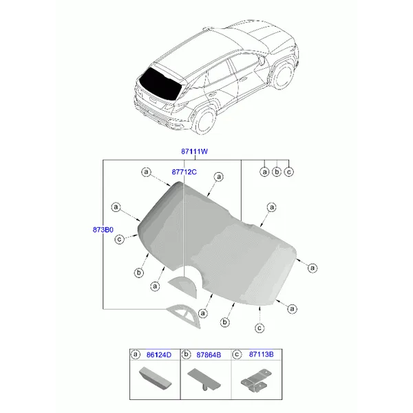 стекло заднее и молдинг