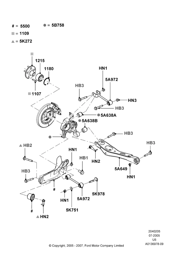 05B - Rear Knuckle and Suspension Arms; 19/JUL/2005-16/DEC/2010