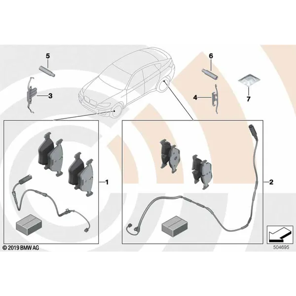 Сервисный к-т тормозных накладок