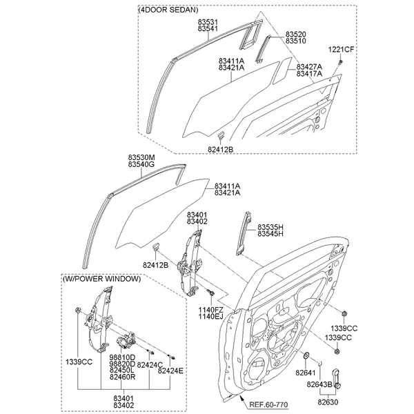 регулятор стекла и стекло задней двери