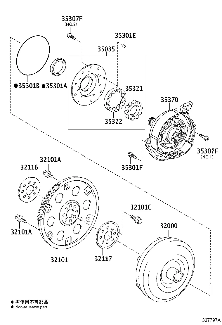 TORQUE CONVERTER, FRONT OIL PUMP & CHAIN (ATM)