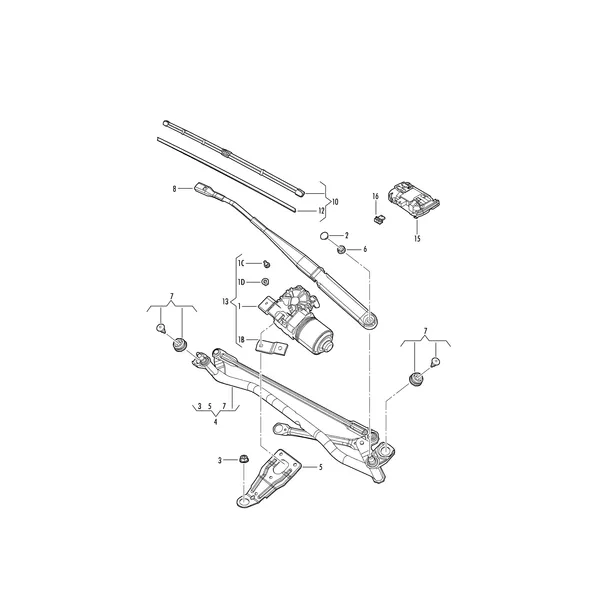 Трапеция стеклоочистителя Электродвигатель стеклоочист. Поводок бескаркасной щётки Бескаркасная щётка Датчик дождя