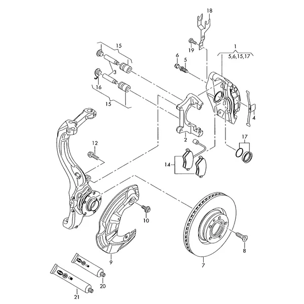 Торм. мех. с плав. суппортом Тормозной диск (вентилир.)