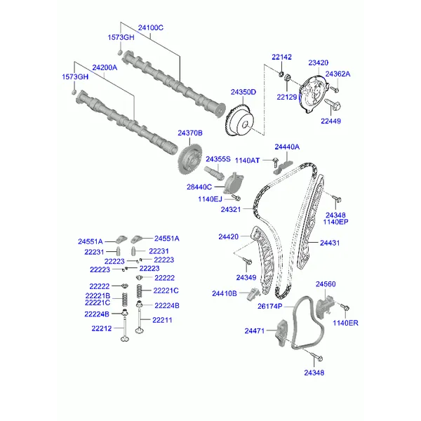 Распределительный вал и клапаны