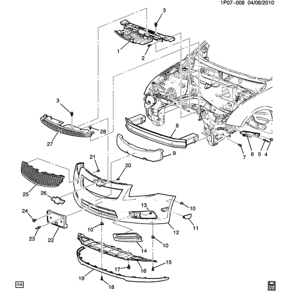 BUMPER/FRONT (EXC SPORT BODY BVG, AERO PACKAGE WA7)