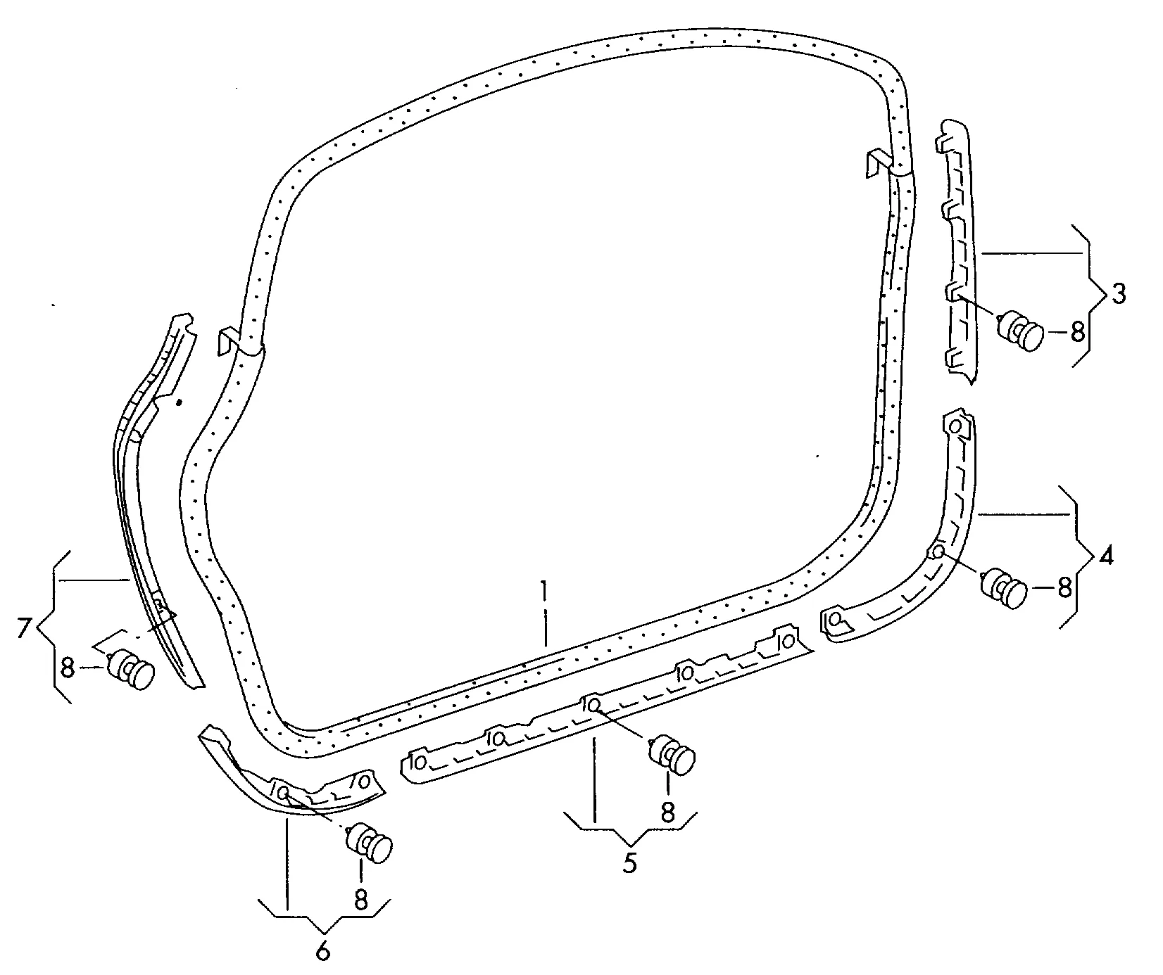 Уплотнитель двери, наружный Крепёжная планка