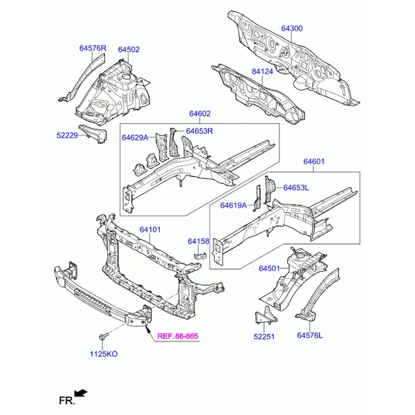 Подкрылок и панель крепления радиатора