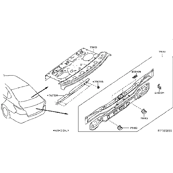 Задняя панель и крепления; REAR PANEL & FITTING