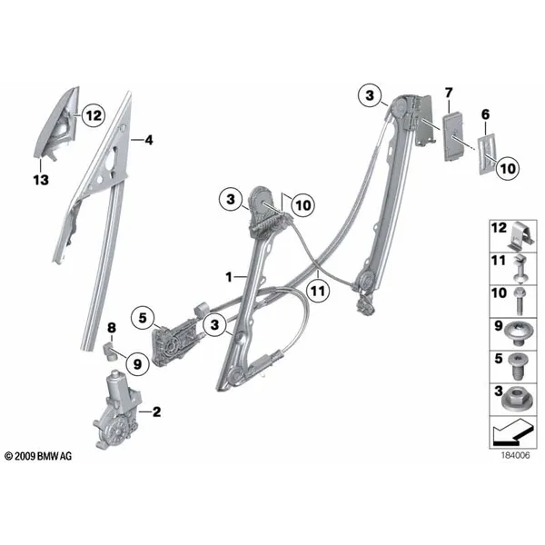 Механизм перемещения стекла двери Пд