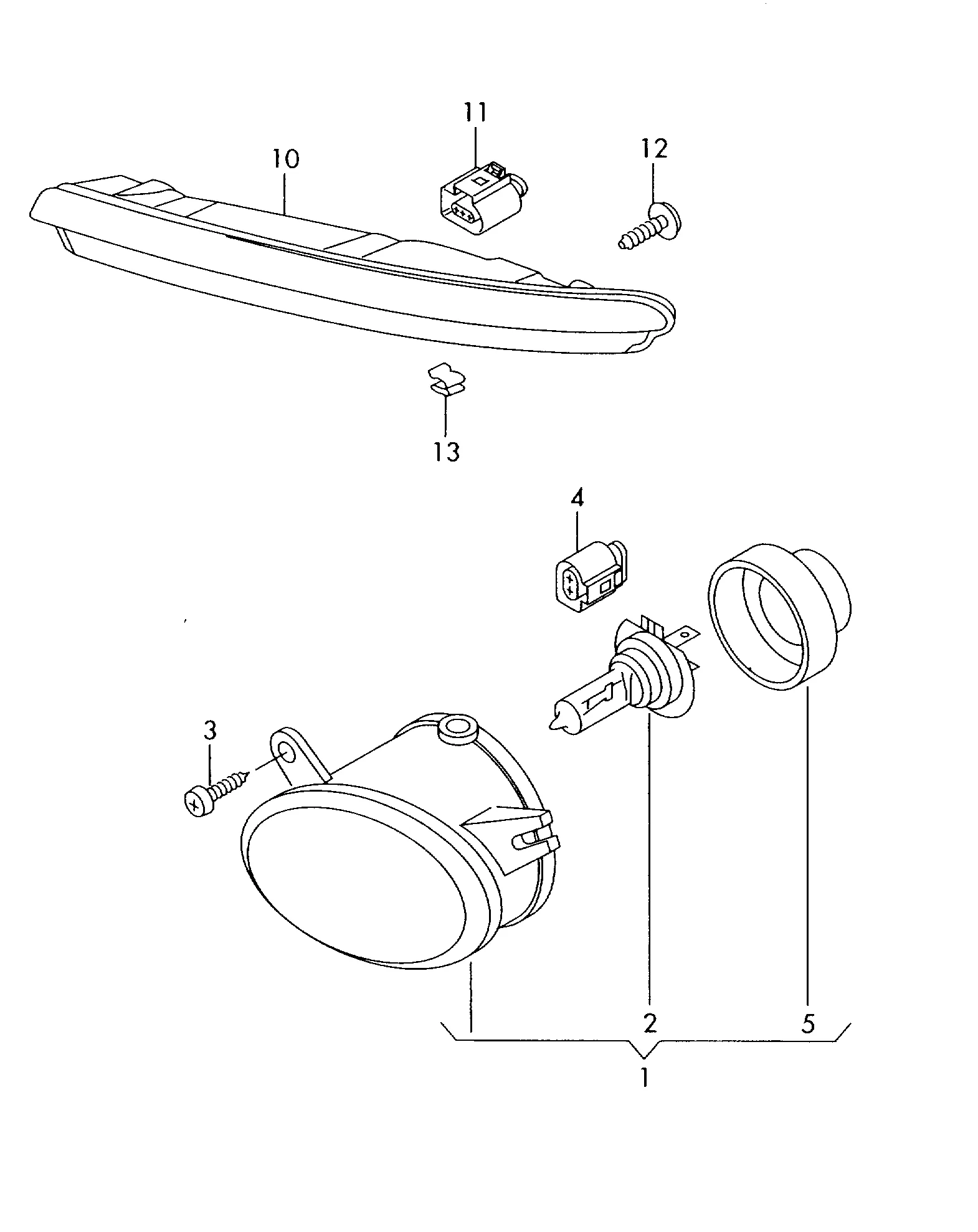 Галоген. противотуманная фара LED-секции днев. реж. освещен.