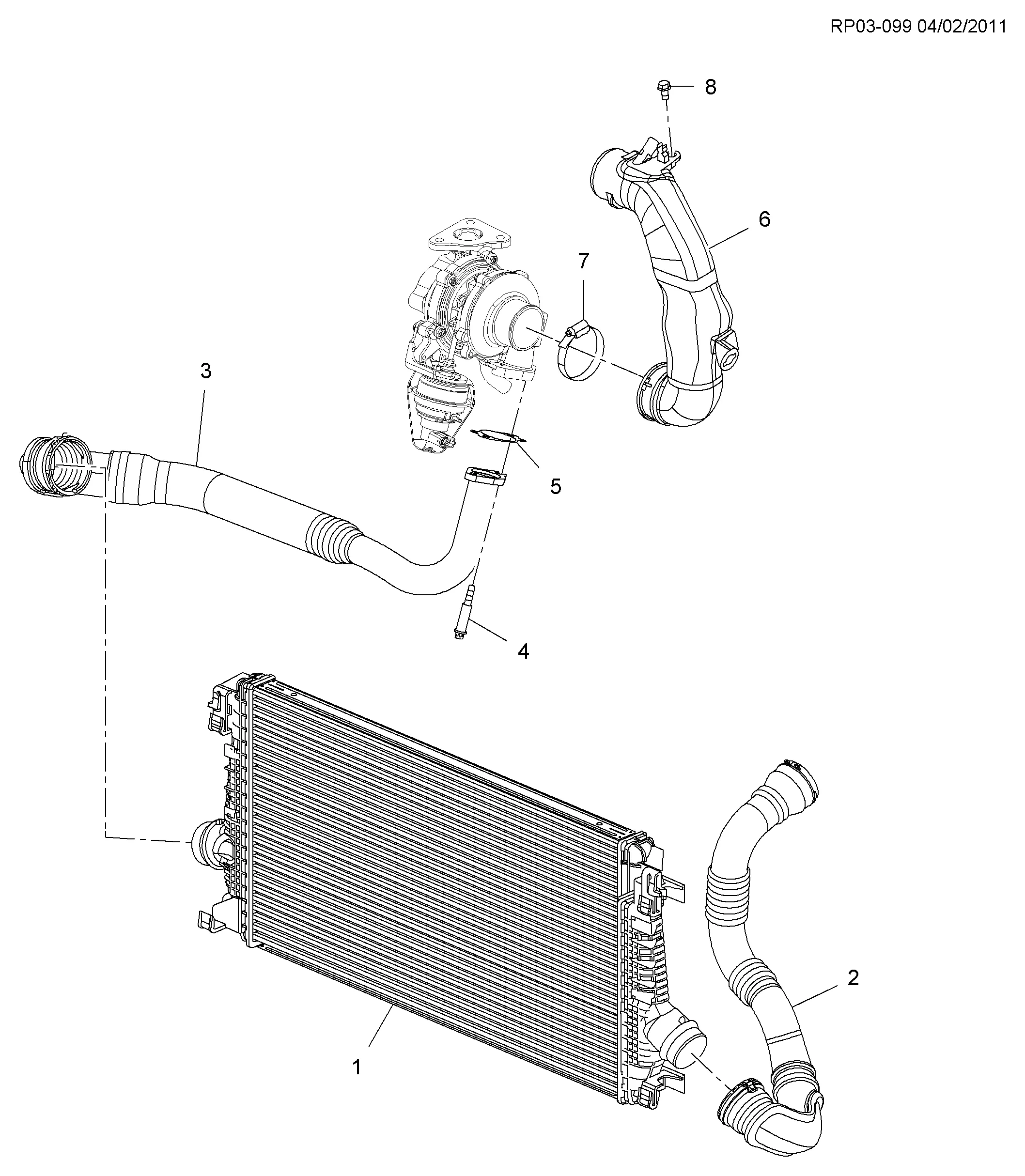 СИСТЕМА ПРОМЕЖУТОЧНОГО ОХЛАДИТЕЛЯ ТУРБОНАГНЕТАТЕЛЯ (LUD/1.7L)