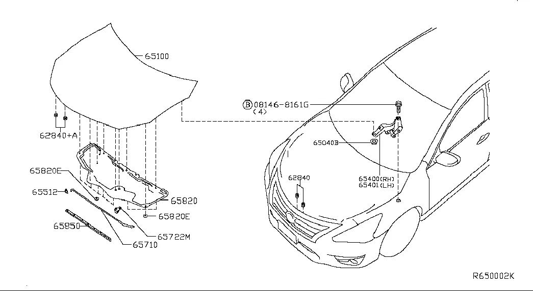 Панель капота, петли и крепления