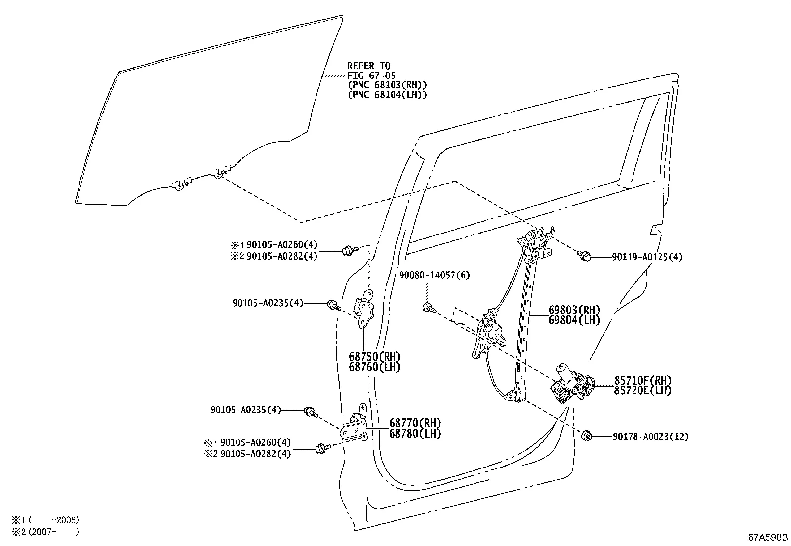 REAR DOOR WINDOW REGULATOR & HINGE