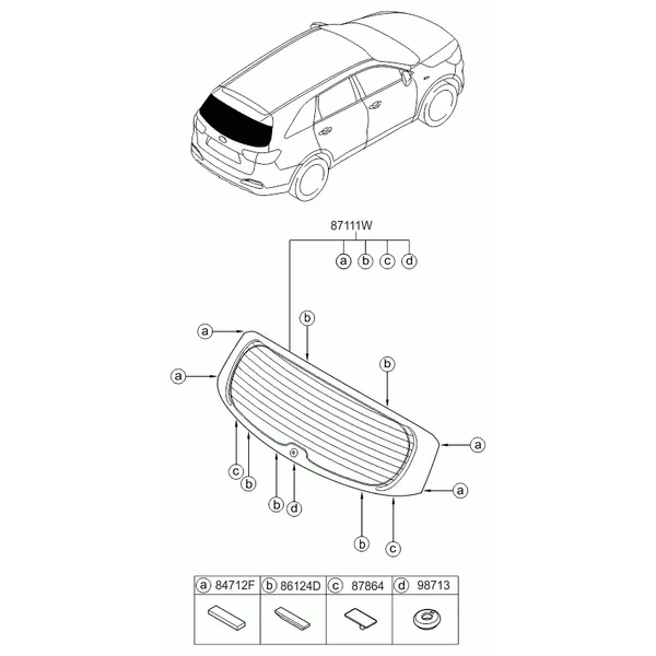 стекло заднее и молдинг