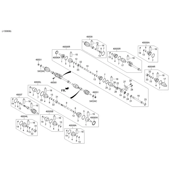 DRIVE SHAFT (FRONT); 1