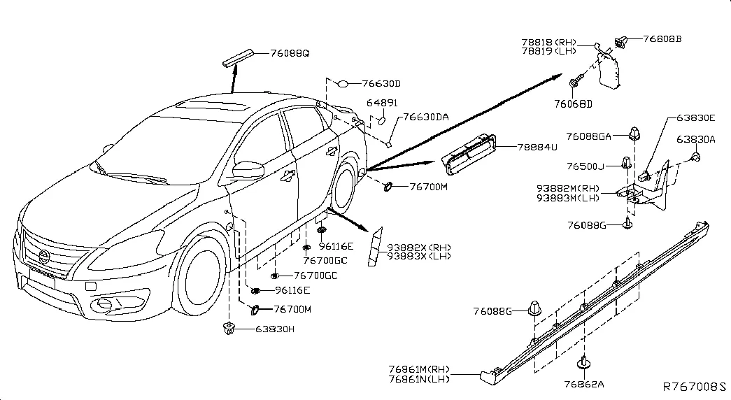 Крепление боковины кузова