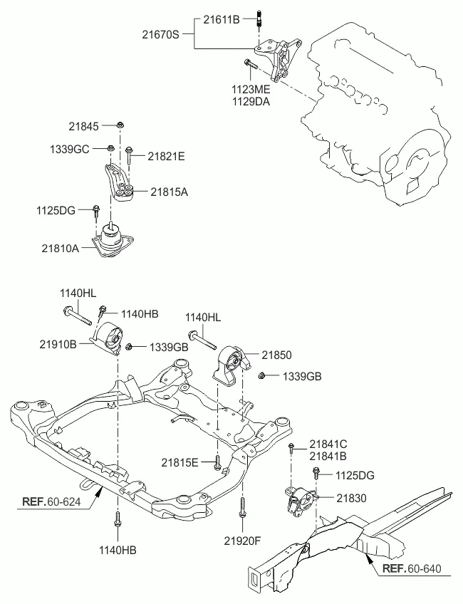 Подвеска двигателя и коробки передач