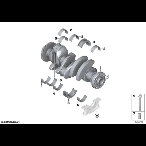 Коленчатый вал с вкладышами подшипников