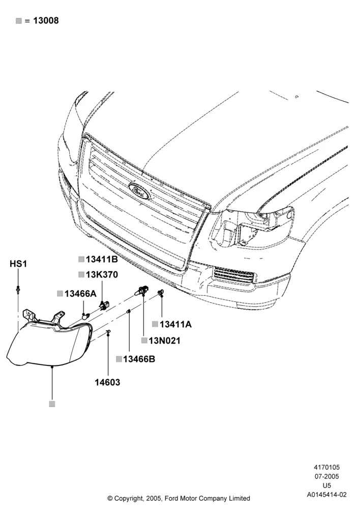 05D - Headlamps and Front Flasher Lamps, Ford Series; 19/JUL/2005-16/DEC/2010