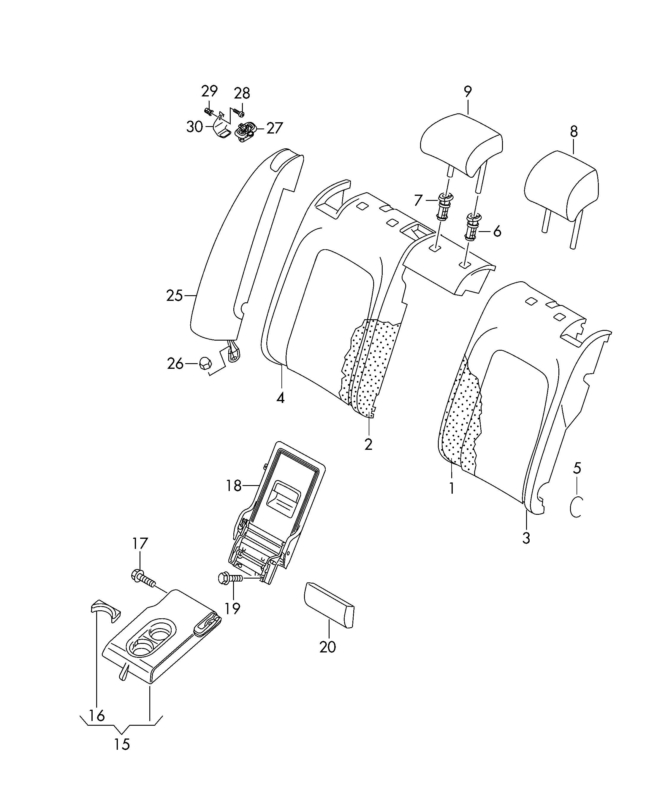 Наполнитель спинки чехлы спинок сидений Подголовники Центральный подлокотник Боковая поддержка сиденья