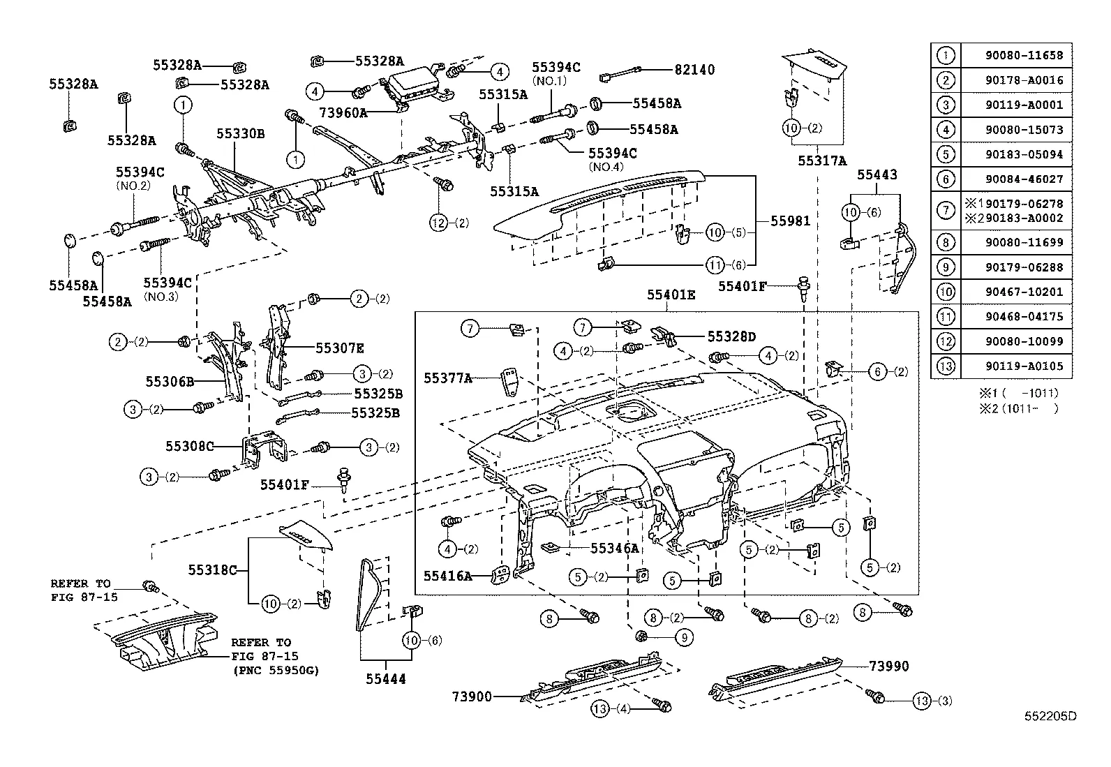 INSTRUMENT PANEL & GLOVE COMPARTMENT
