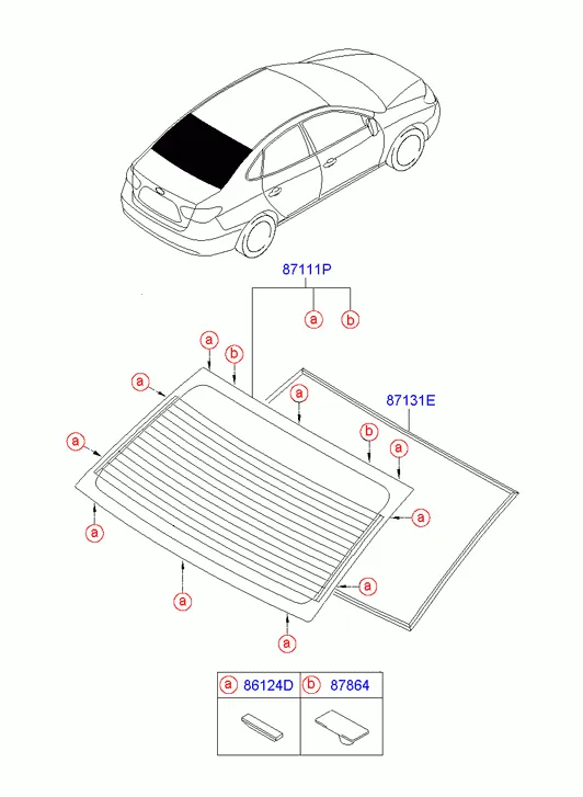 стекло заднее и молдинг