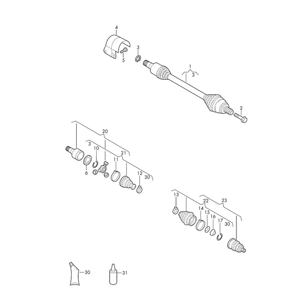 Приводной вал для 6-ступенчатой АКП