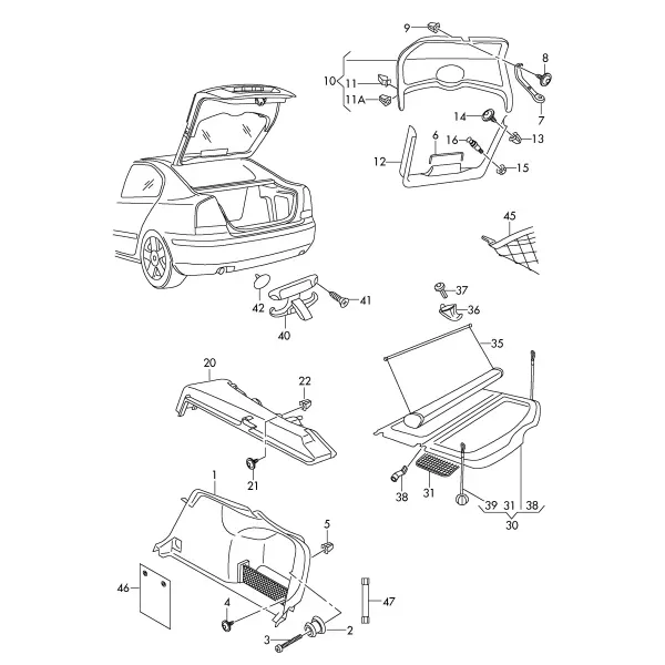 Обивка и шторка багажного отсека