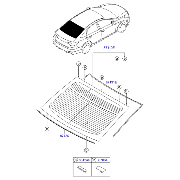 стекло заднее и молдинг