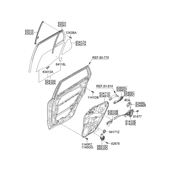 REAR DOOR WINDOW REGULATOR & GLASS