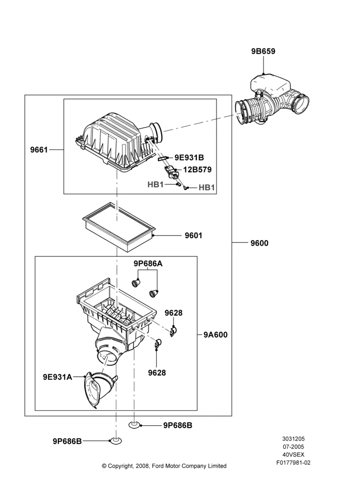 05J - Air Cleaner, 4.0L V6 12V SOHC EFI; 04/AUG/2003-16/DEC/2010