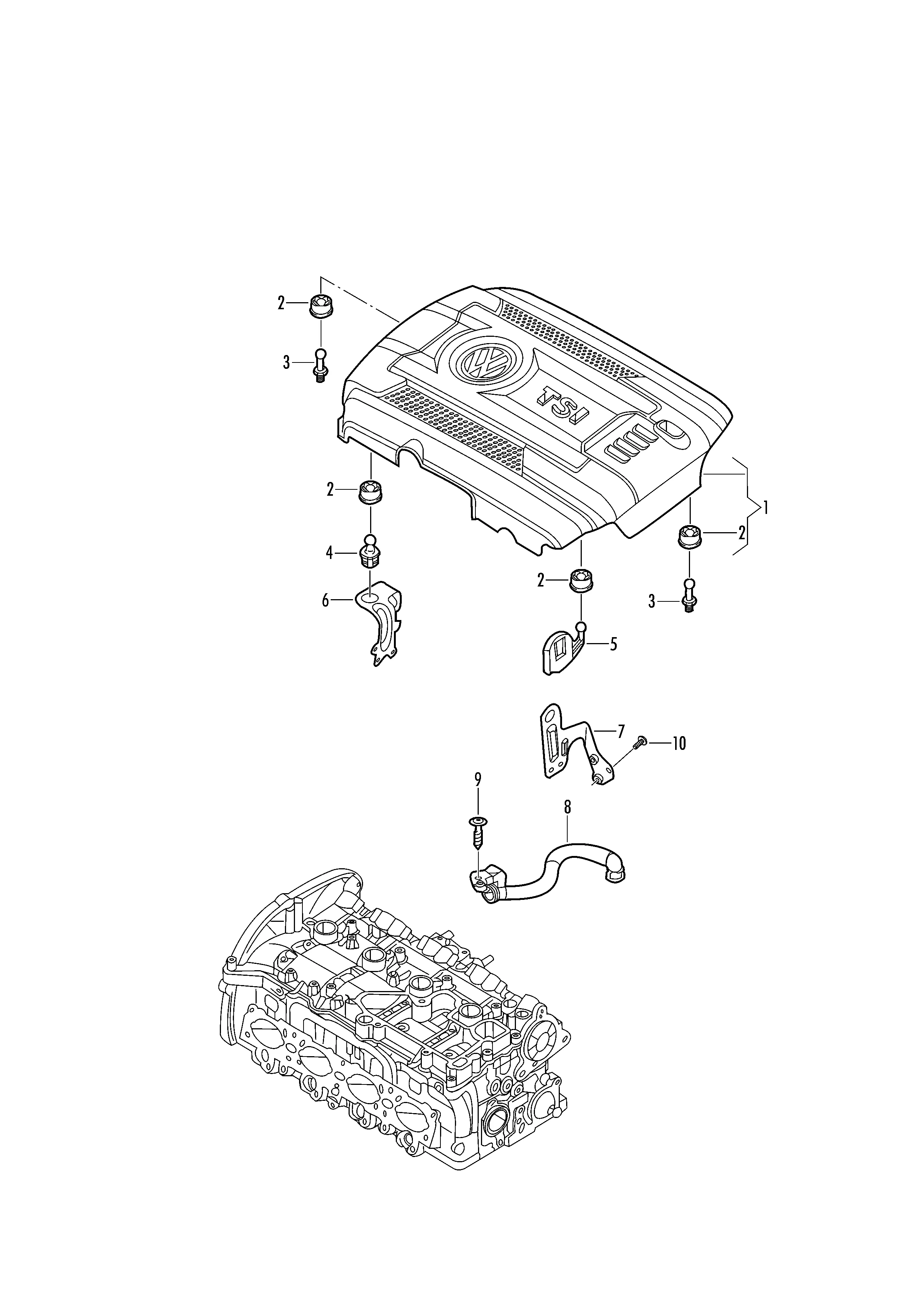 Защ. кожух впускн. коллектора Вентиляция клапанной крышки
