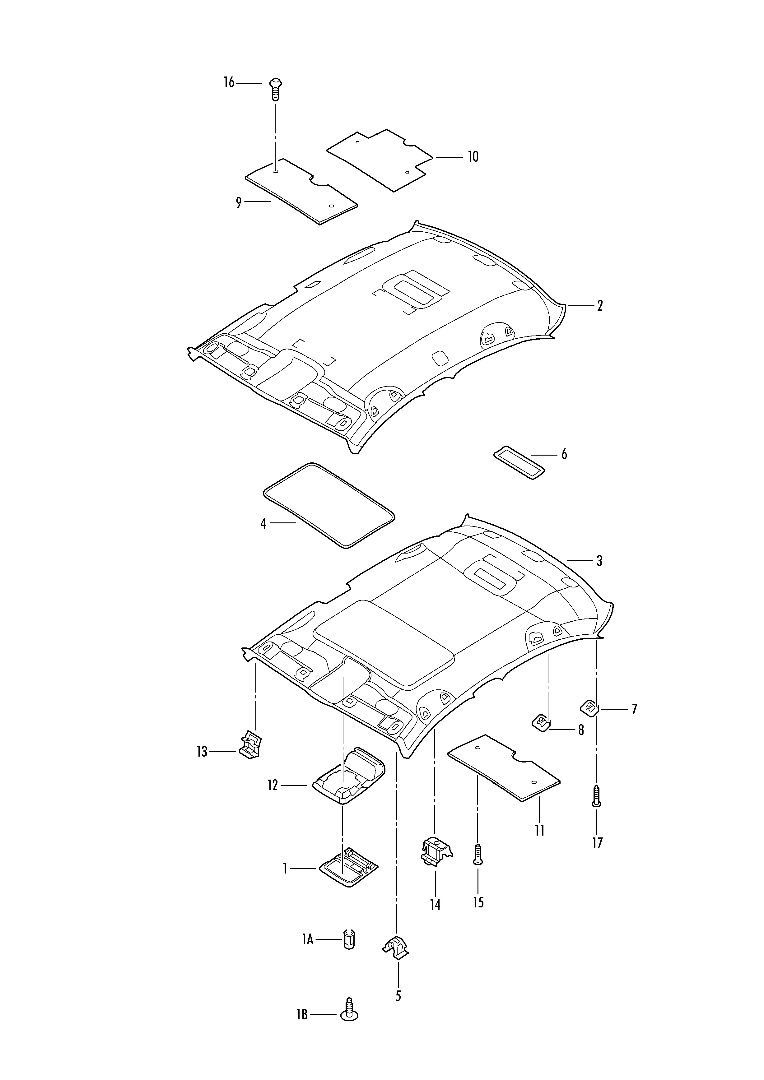 Обивка потолка для а/м с освещаемым космети- ческим зеркалом