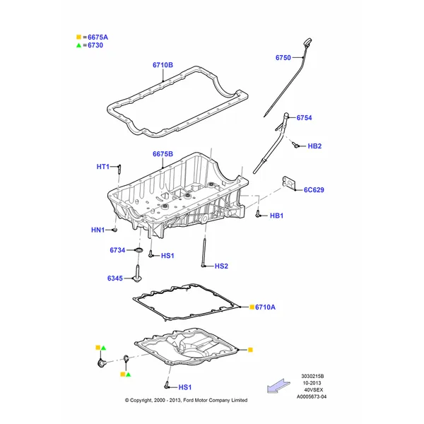 15B - Oil Pan/Oil Level Indicator, 4.0L V6 12V SOHC EFI; 13/NOV/2000-16/DEC/2010
