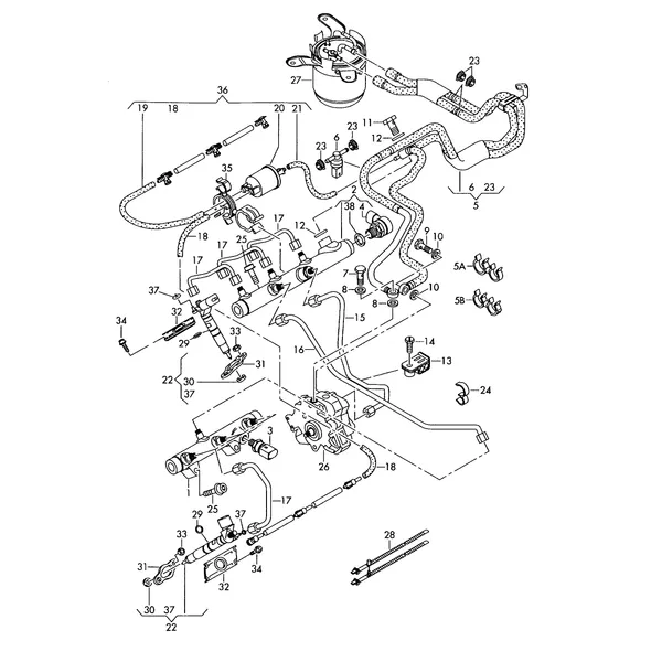 Топливная рампа Форсунка Напорные трубки