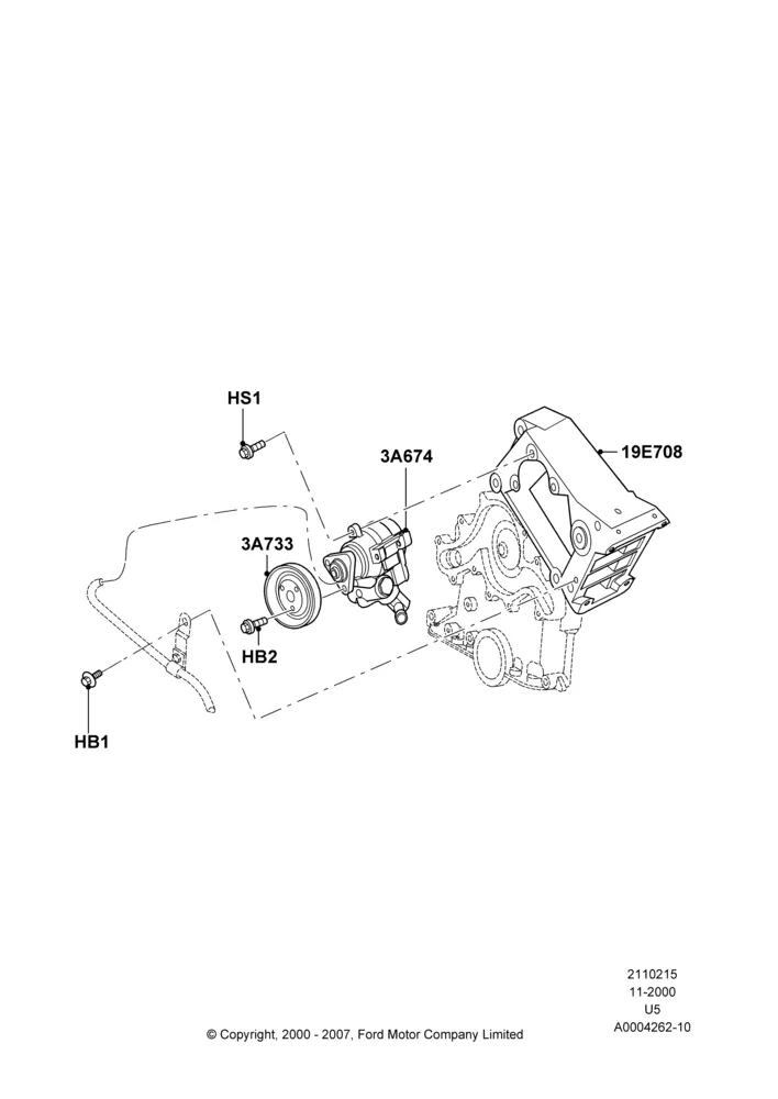 15A - Power Steering Pump Mounting, 4.0L V6 12V SOHC EFI; 13/NOV/2000-16/DEC/2010