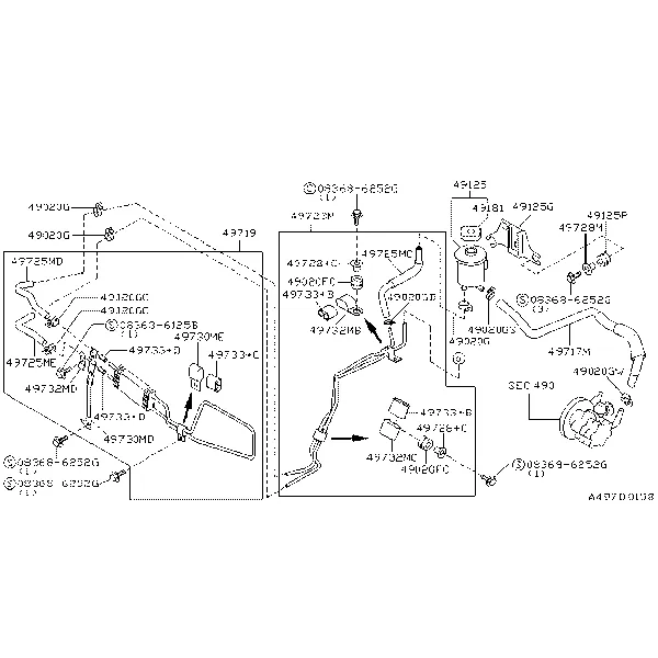 Трубопровод ГУР; F/ACTIVE DAMPER SUSP PART 1