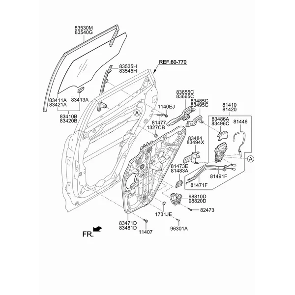 регулятор стекла и стекло задней двери