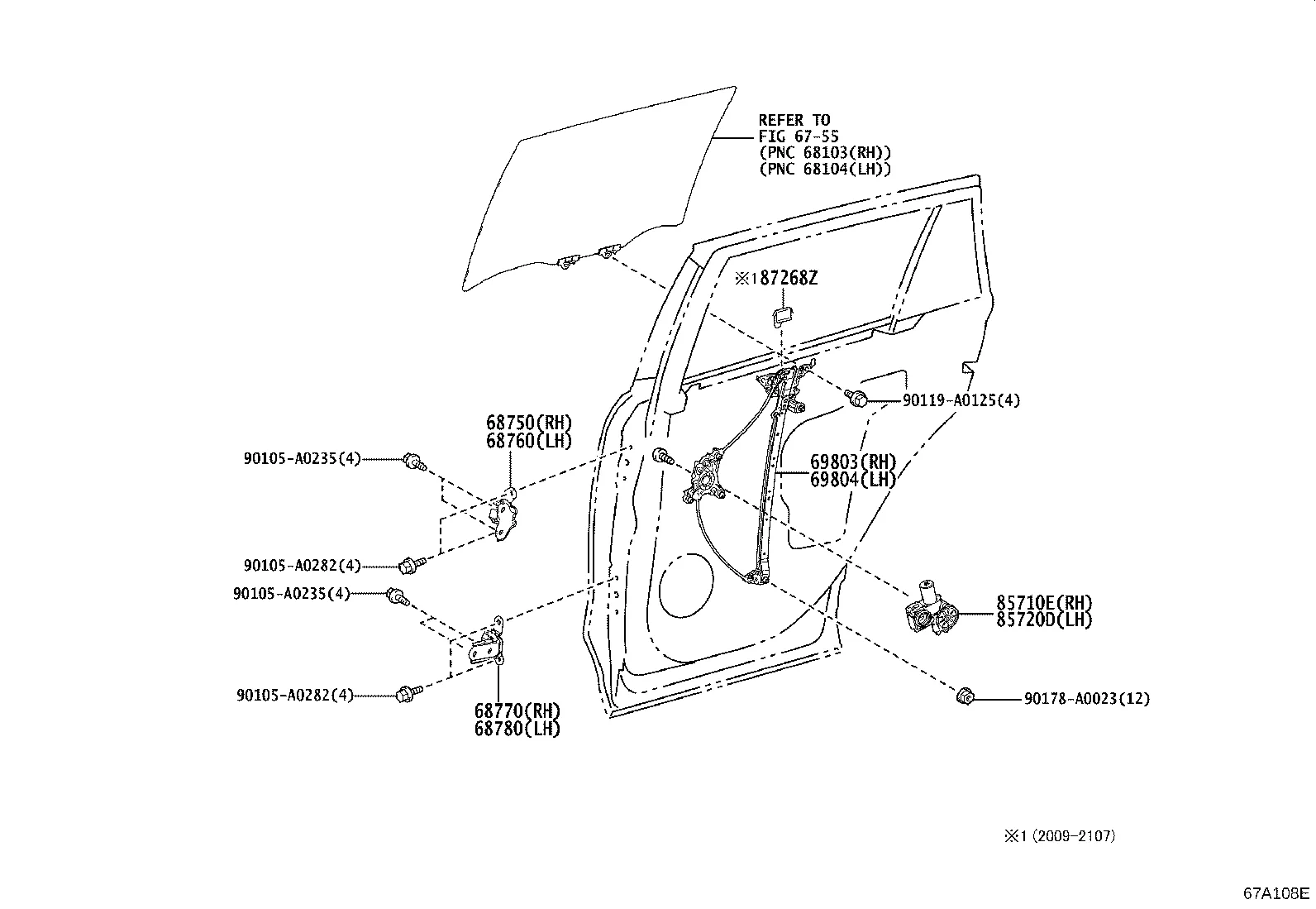 REAR DOOR WINDOW REGULATOR & HINGE