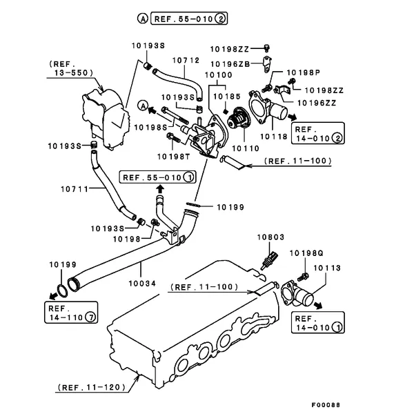СИСТЕМА ОХЛАЖДЕНИЯ - ПАТРУБОК СИСТ. ОХЛ., ТЕРМОСТАТ