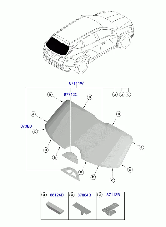 стекло заднее и молдинг