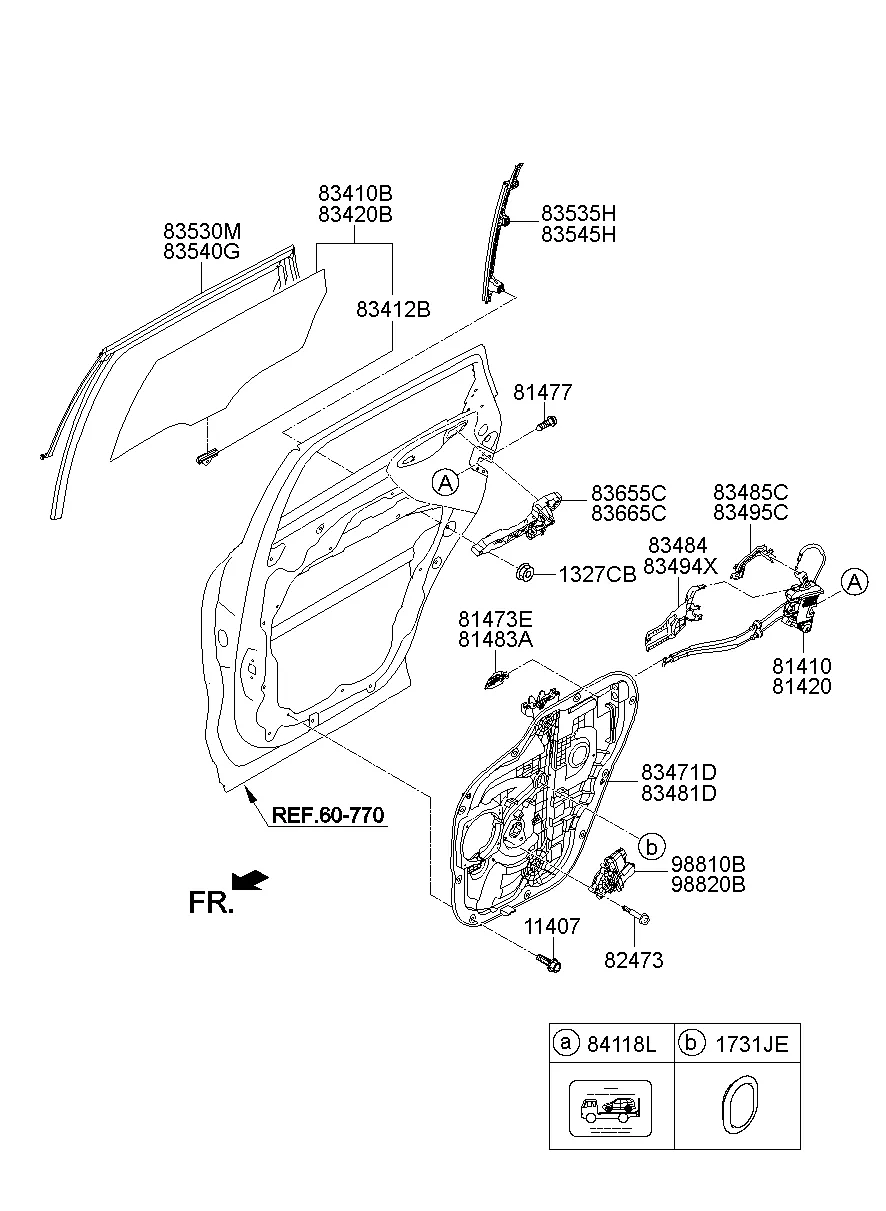 REAR DOOR WINDOW REGULATOR & GLASS