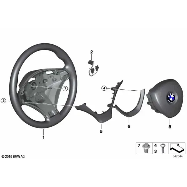 Кожаное спортивное рулевое колесо с подушкой безопасности