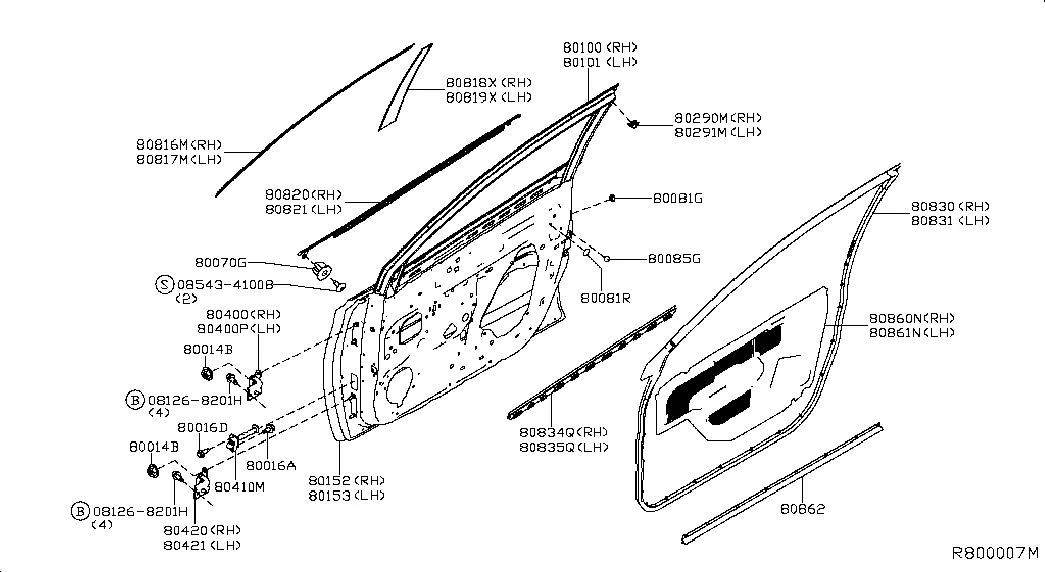 Панель и крепления передней двери