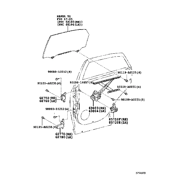 REAR DOOR WINDOW REGULATOR & HINGE