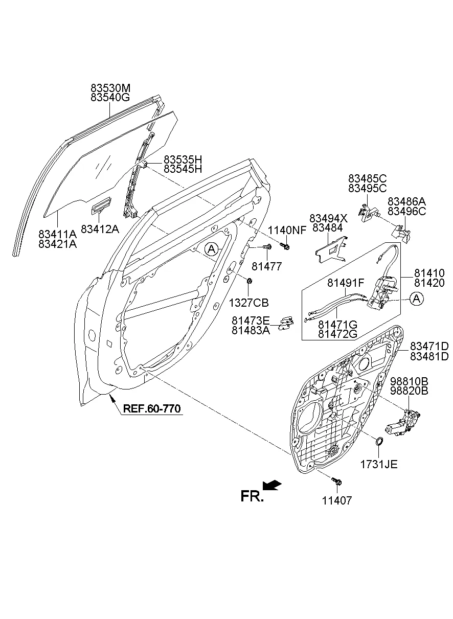REAR DOOR WINDOW REGULATOR & GLASS
